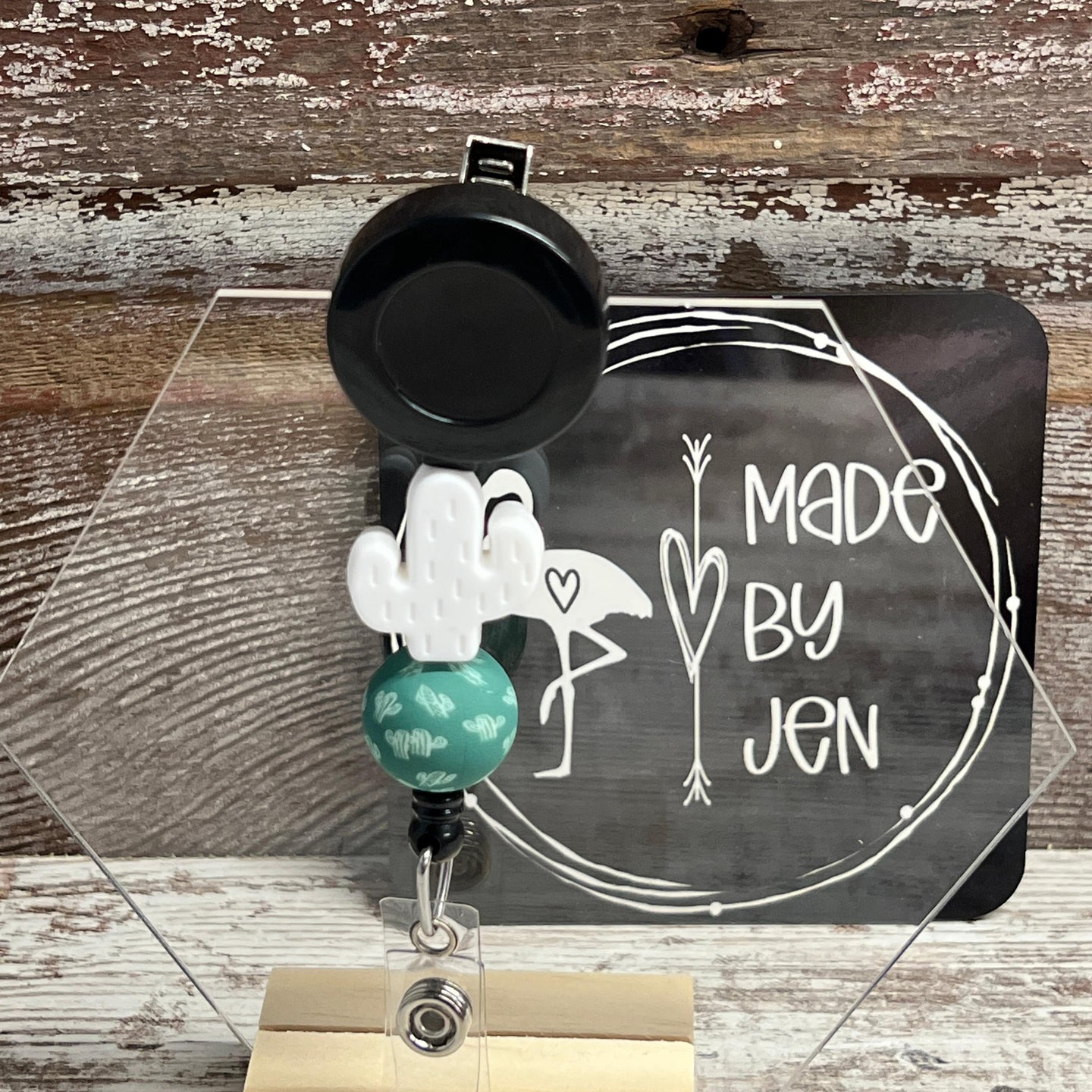 White Cactus Badge Reel